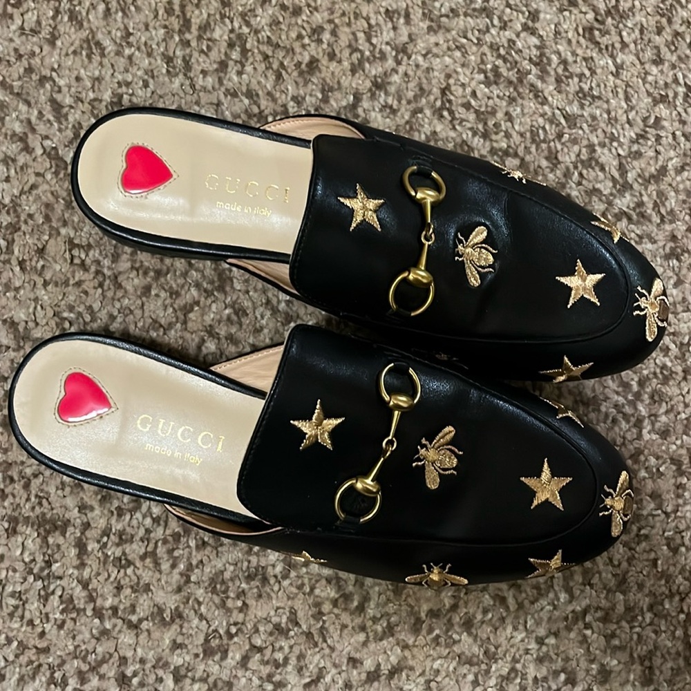 Gucci horsebit leather mules.